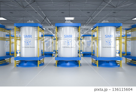 Group of smr or small modular nuclear reactors power plant 136115604