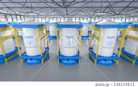 Group of smr or small modular nuclear reactors power plant 136115611