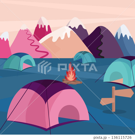 camping in mountains 136115726