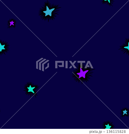 Seamless Vector Night Sky Pattern with Tiny Glowing Stars on Deep Blue Background 136115828