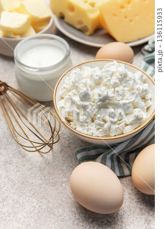 Dairy products and eggs for healthy nutrition and cooking 136115933