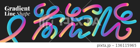 Abstract wavy ribbons in rainbow gradient colors create dynamic flowing shapes perfect for modern graphic design projects and vibrant digital presentations. Abstract wavy ribbons in rainbow gradient colors create dynamic flowing shapes perfect for modern graphic design projects and vibrant digital presentations. 136115965