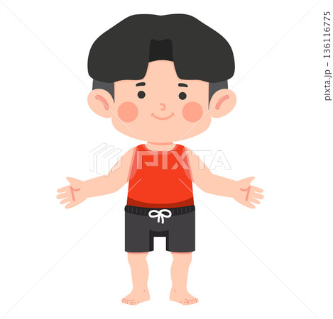 Cartoon Boy in Swim Trunks Cartoon Boy in Swim Trunks 136116775