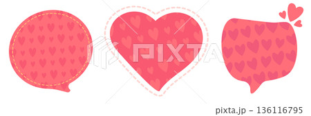 Pink Valentines day speech bubble set with hearts. Valentines day banner collection, poster, social media post layout, quiz backdrop, square banner design template set. abstract pink love shape 136116795