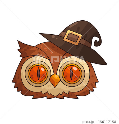 illustration of Owl with witch hat 136117158