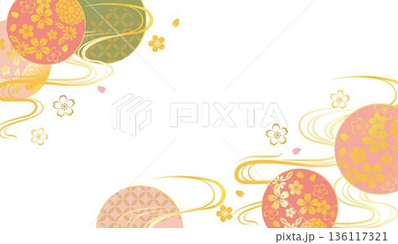 ピンクの美しい桜の背景イラスト 136117321