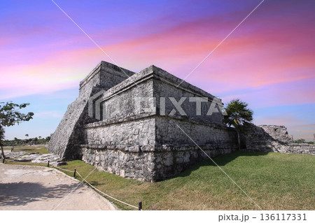 mayan pyramid in Tulum ruins, Yucatan, Mexico 136117331