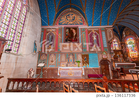 Parish close church of Le Faou saint-sauveur, finistere, brittany, france 136117336