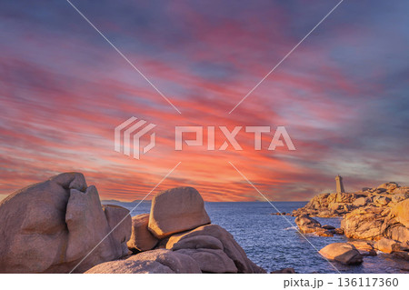 Ploumanac'h pink granite coast, cotes-d'armor, brittany, france 136117360