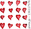 Collection of Hand-Drawn Red Hearts for Love Themes 136117576