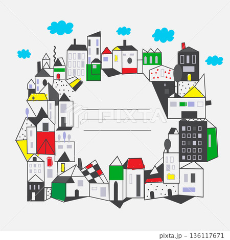 Frame with houses for estate and development 136117671