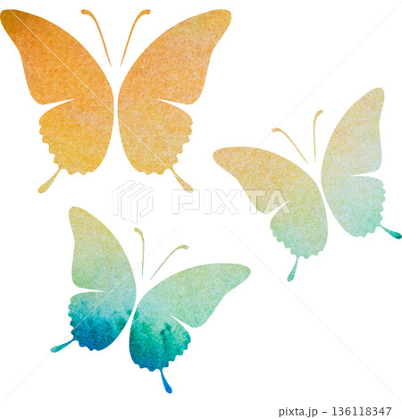 綺麗な水彩模様の蝶のアイコンのイメージのイラスト 136118347