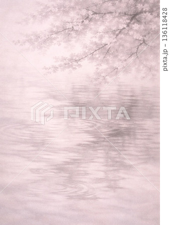 水面に映る桜 136118428