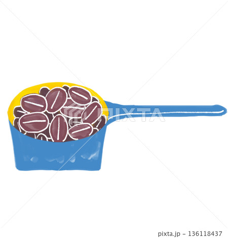コーヒー豆とメジャースプーン 136118437