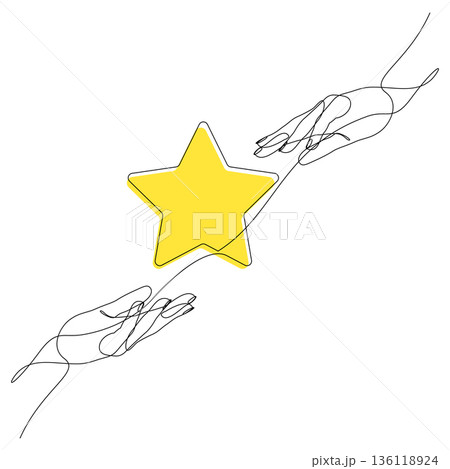 One line hands passing star trust and recognition One line hands passing star trust and recognition 136118924