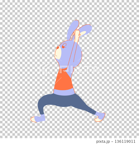 ヨガをしてエクササイズしているうさぎ ヨガをしてエクササイズしているうさぎ 136119011