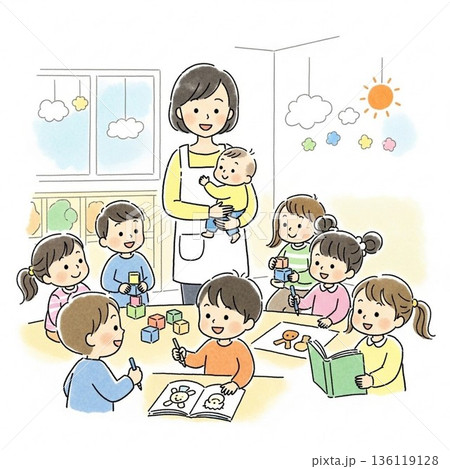 保育士のイラスト 136119128