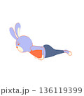 ヨガをしてエクササイズしているうさぎ 136119399