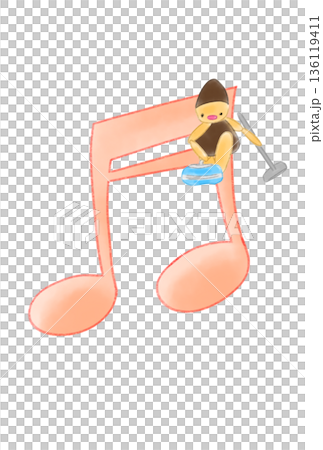 Musical note with curling players Musical note with curling players 136119411