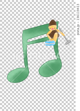 Musical note with curling players 136119413
