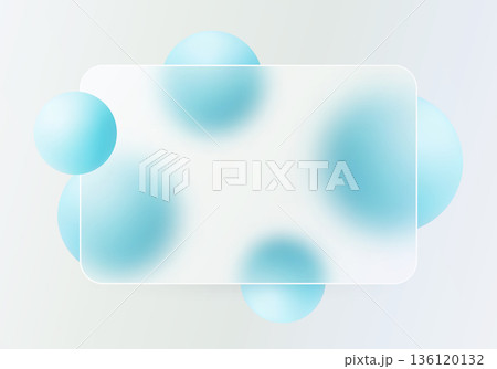 Glass morphism abstract background with translucent panel and spheres Glass morphism abstract background with translucent panel and spheres 136120132