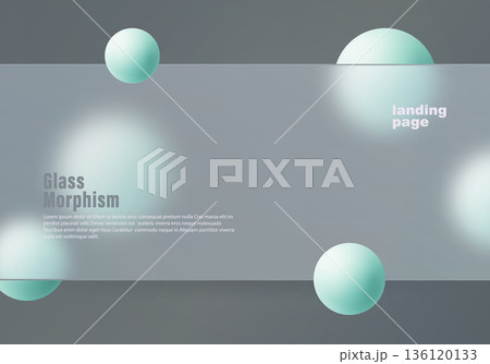 Glass morphism landing page background with floating spheres 136120133