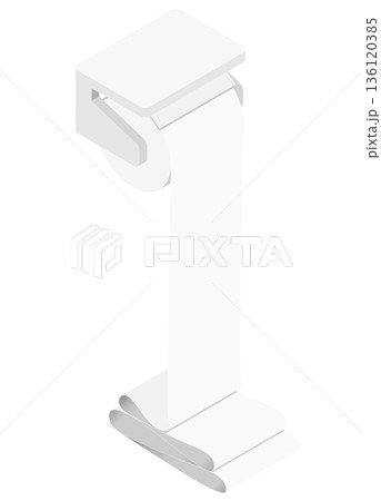 引き出され過ぎたトイレットペーパー・アイソメトリック 136120385
