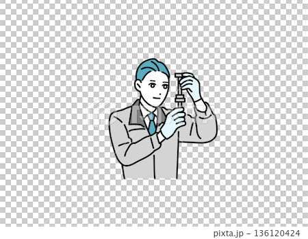 身穿工作服的男子正在檢查貨物的插圖 身穿工作服的男子正在檢查貨物的插圖 136120424
