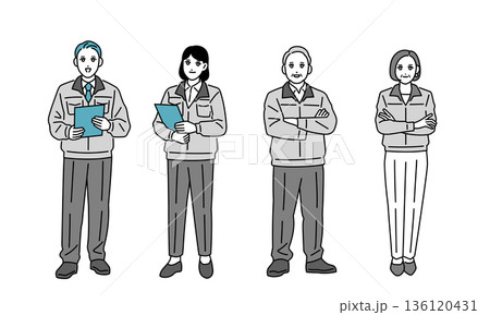 作業員の男女の全身イラスト 作業員の男女の全身イラスト 136120431