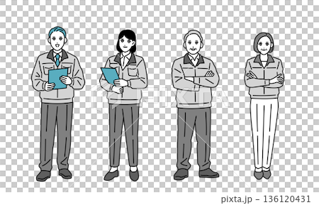 作業員の男女の全身イラスト 作業員の男女の全身イラスト 136120431