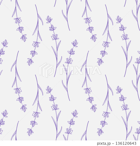 Purple Provencal wildflowers seamless pattern 136120643
