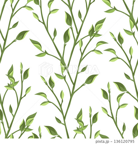 Seamless pattern with leaves. Spring or summer stylized foliage. Seamless pattern with leaves. Spring or summer stylized foliage. 136120795
