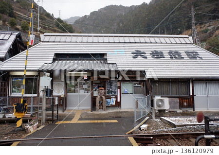 徳島県 雪の舞う大歩危駅 徳島県 雪の舞う大歩危駅 136120979