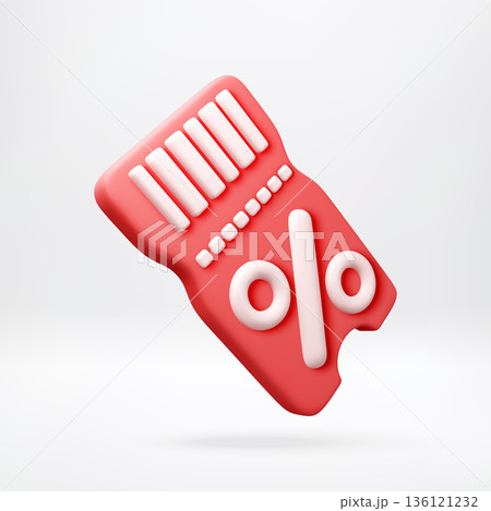 Red 3d coupon with percent sign. Red 3d coupon with percent sign. 136121232