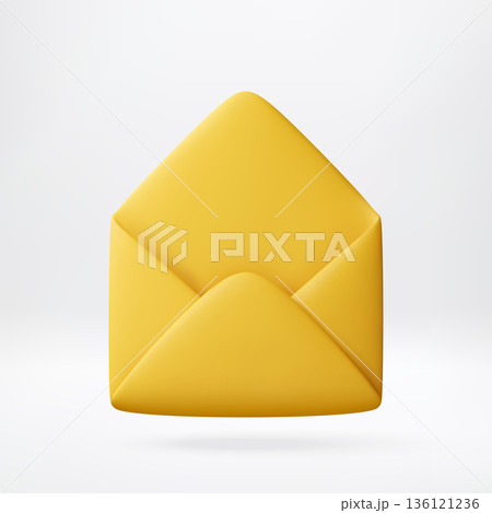 Yellow open mail envelope vector 3d illustration 136121236