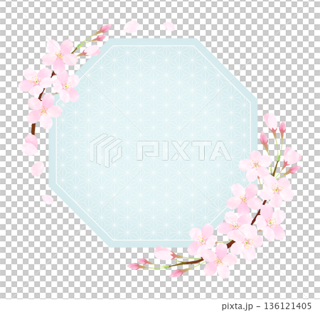八角形相框,飾以櫻花花瓣 八角形相框,飾以櫻花花瓣 136121405