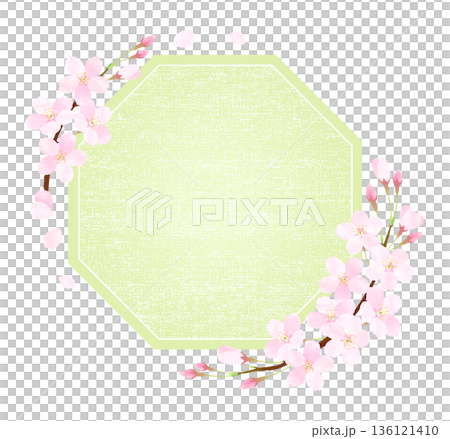 八角形相框，飾以櫻花花瓣 136121410