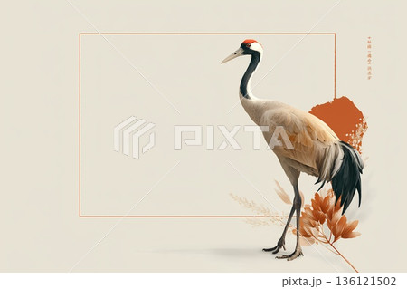 鶴のある紙のカード 136121502