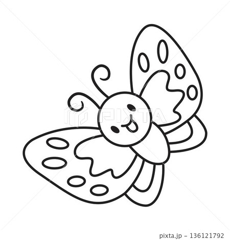 smiling butterfly outline kid hand drawn 136121792