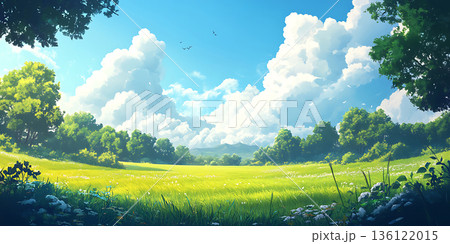 Vibrant Summer Meadow Lush Landscape Painting Vibrant Summer Meadow Lush Landscape Painting 136122015