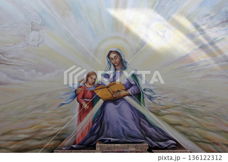 Education of the Virgin Mary, fresco on the main altar in the Church of the Saint Anne in Bjelovar, Croatia 136122312