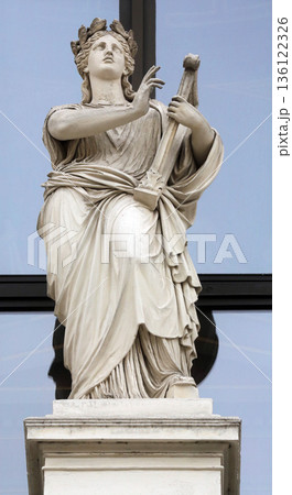 Statue on facade of Musikverein in Vienna, Austria Statue on facade of Musikverein in Vienna, Austria 136122326