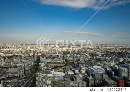 東京江戸川区の船堀タワーホールから江東区荒川方面の眺め 東京江戸川区の船堀タワーホールから江東区荒川方面の眺め 136122545