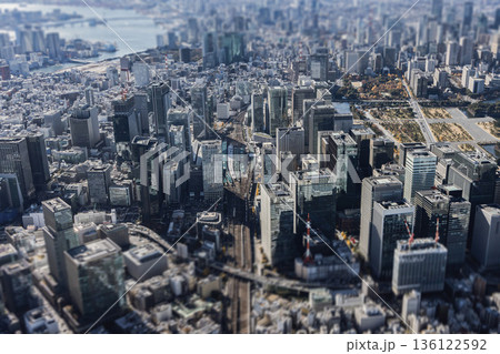 東京　空撮　ミニチュア　ドローン撮影　 136122592
