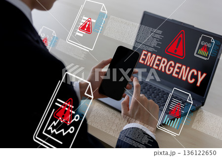 表示されるデジタル警告アラート 136122650