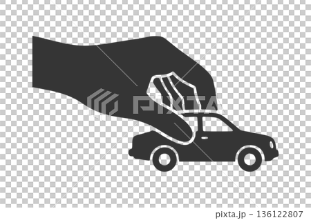 ミニカーを動かす手のシルエットアイコン 136122807
