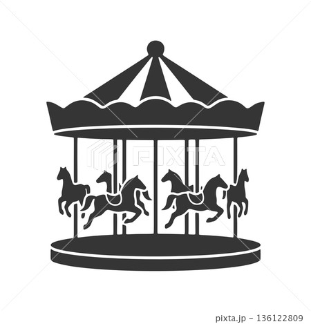 メリーゴーランドのシルエットアイコン 136122809