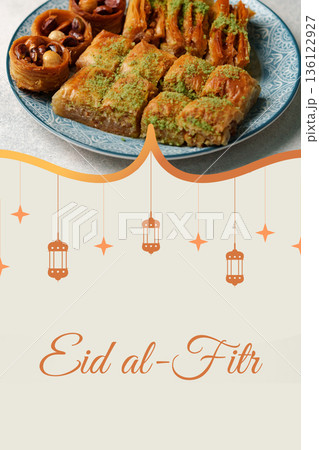 People celebrate Eid al-Fitr with sweets and snacks in a gathering after Ramadan 136122927