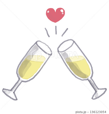 お祝いの乾杯をする飲み物が入ったニつのグラス お祝いの乾杯をする飲み物が入ったニつのグラス 136123054