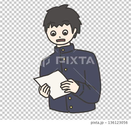 圖：一名身穿校服的國中男生收到印稿後感到驚訝 136123056